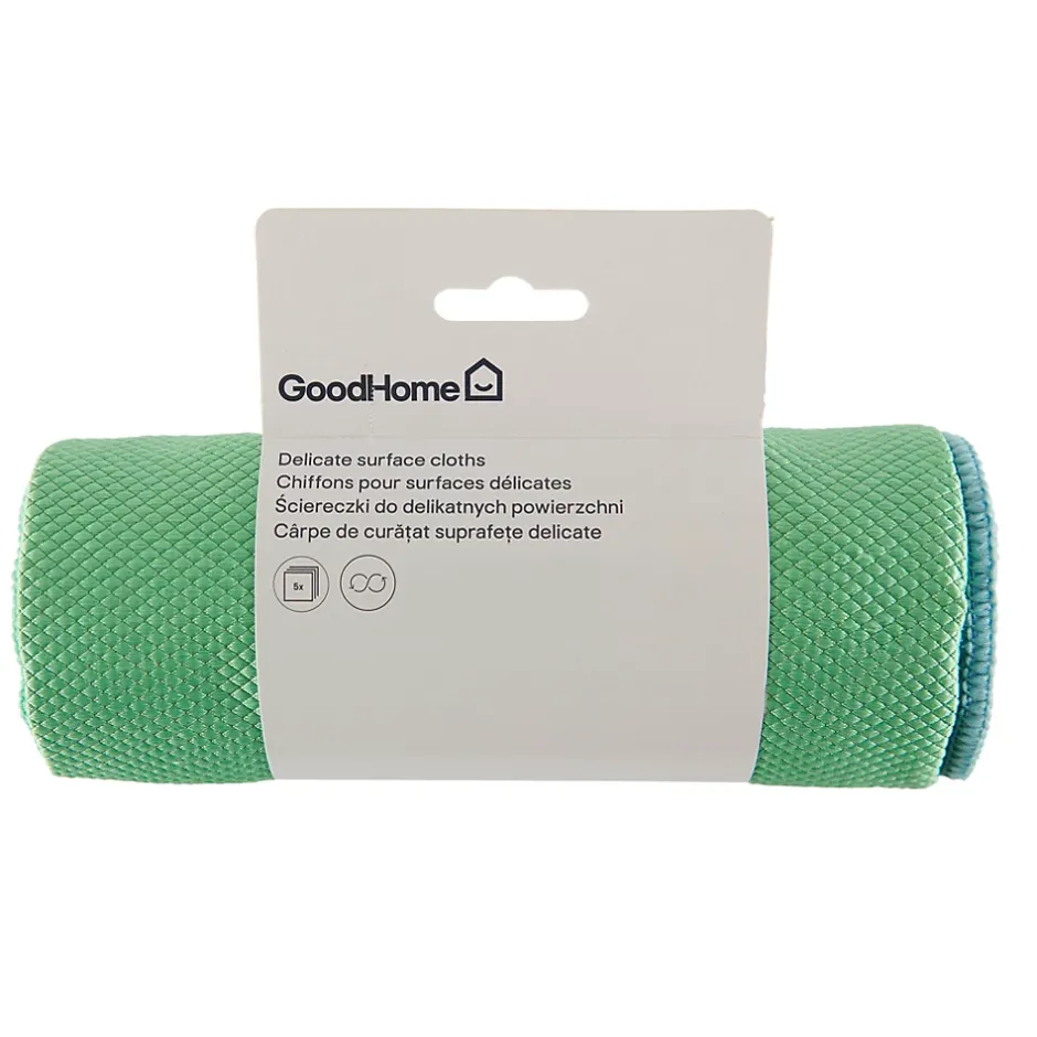 GoodHome Lot 5 chiffons de nettoyage écaille de poisson jaune, vert et bleu L.16 x l.16cm Discount