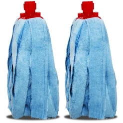 Juanio Lot 2 mop, serpillère à frange pour balai, recharge vadrouille, tête de rechange, de balai en microfibre super absorbante- H 30 cm