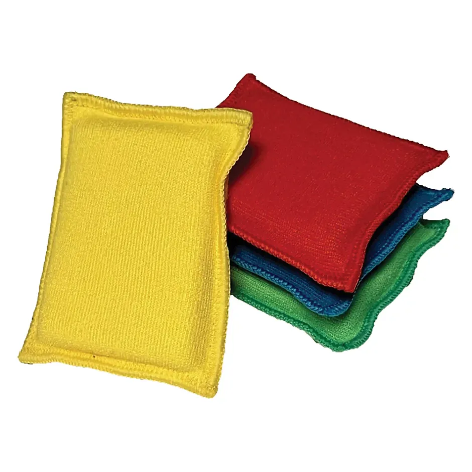 Passat Lot 4 éponges en microfibre recyclée double-face Virtu'O Clean Liseré Vert - jaune, bleu, vert, rouge L.16 x l.10 cm Clearance