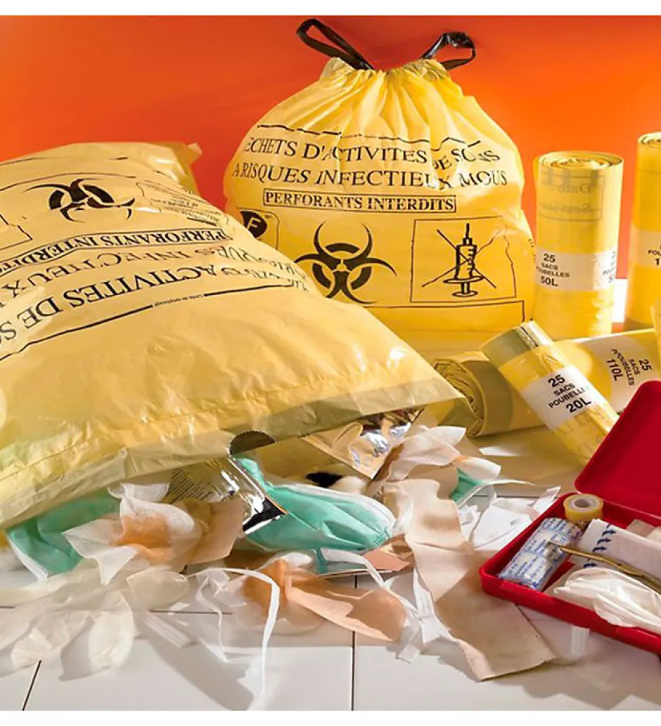 Pro Et Discount Lot 500 Sacs DASRI Jaune pour déchets à risques infectieux 15L 20L 100L Litres Taille - 100L-DASRI