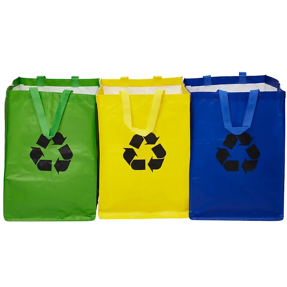 Lot 3 sacs de recyclage ménagers l.31 x H.44 cm bleu, vert et jaune Best