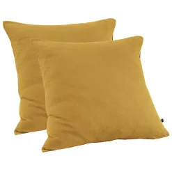 Meubletmoi Lot 2 taies d'oreillers 60x60 cm double gaze de coton jaune - PEPA 1