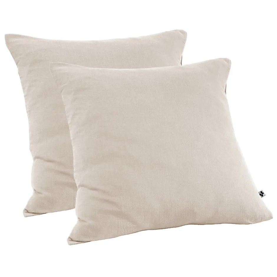 Meubletmoi Lot 2 taies d'oreillers 60x60 cm double gaze de coton écru - PEPA 1 Outlet