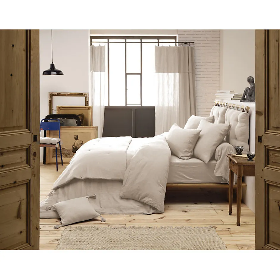 Meubletmoi Lot 2 taies d'oreillers 60x60 cm double gaze de coton écru - PEPA 1 Outlet