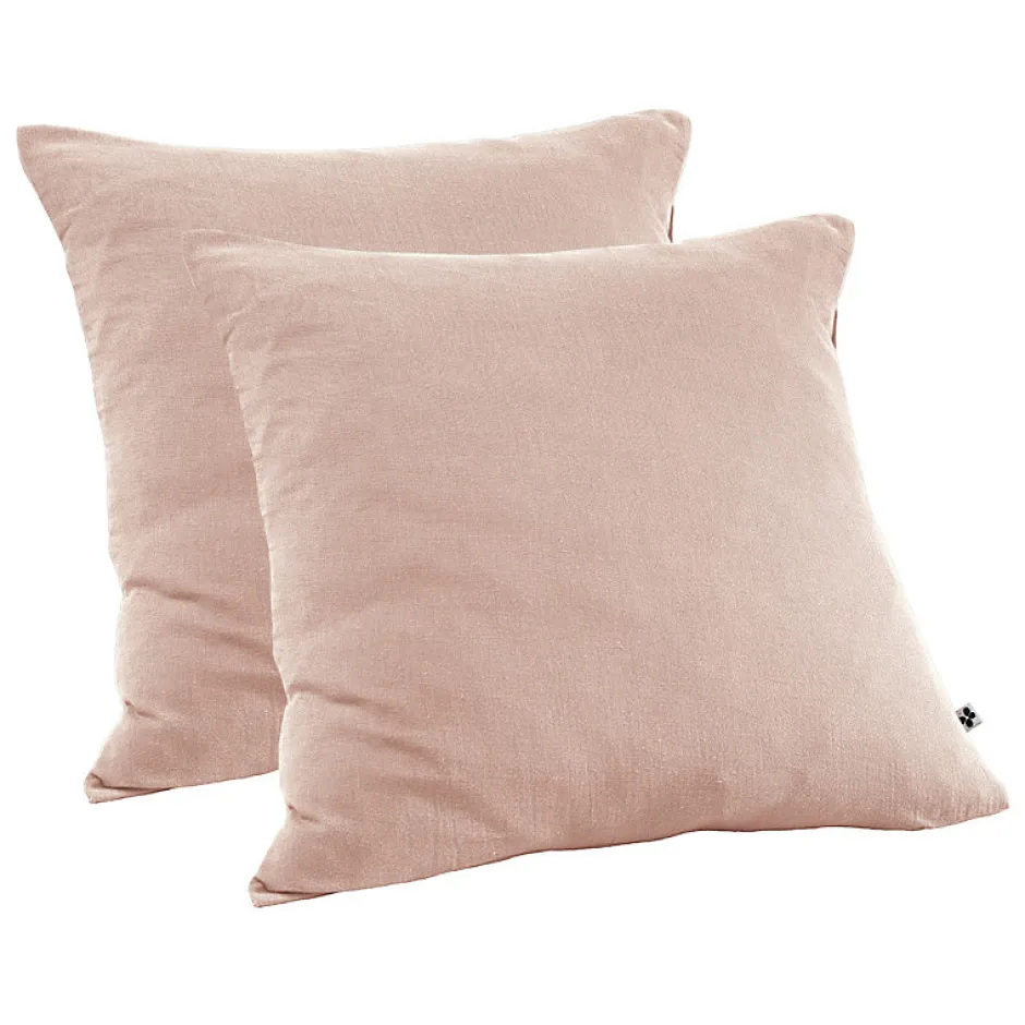 Meubletmoi Lot 2 taies d'oreillers 60x60 cm double gaze de coton rose - PEPA 1 New