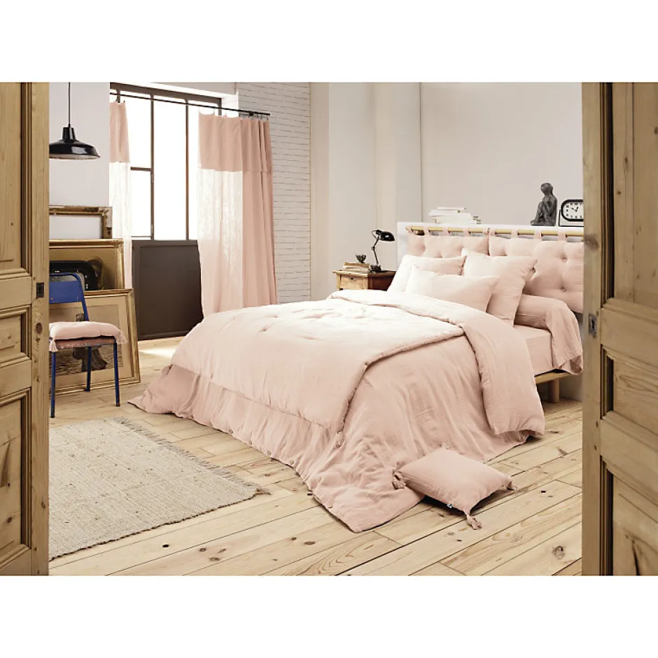 Meubletmoi Lot 2 taies d'oreillers 50x70 cm double gaze de coton rose - PEPA 2