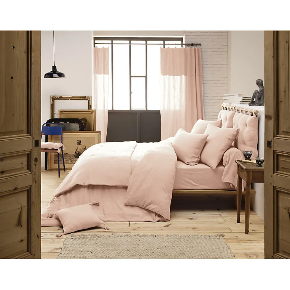 Meubletmoi Lot 2 taies d'oreillers 50x70 cm double gaze de coton rose - PEPA 2