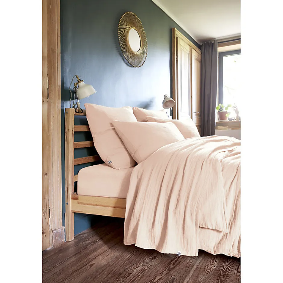 Meubletmoi Lot 2 taies d'oreillers 50x70 cm double gaze de coton rose - PEPA 2