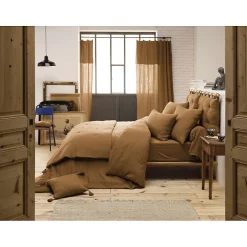 Meubletmoi Lot 2 taies d'oreillers 50x70 cm double gaze de coton camel - PEPA 2 Sale