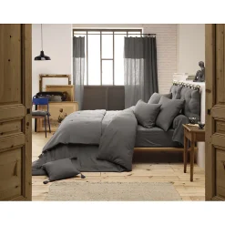 Meubletmoi Lot 2 taies d'oreillers 50x70 cm double gaze de coton gris - PEPA 2 Online