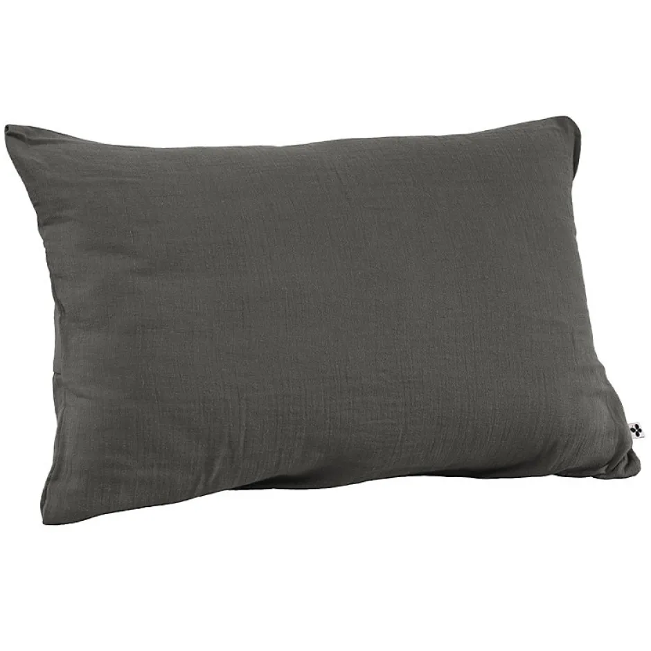 Meubletmoi Lot 2 taies d'oreillers 50x70 cm double gaze de coton gris - PEPA 2 Online