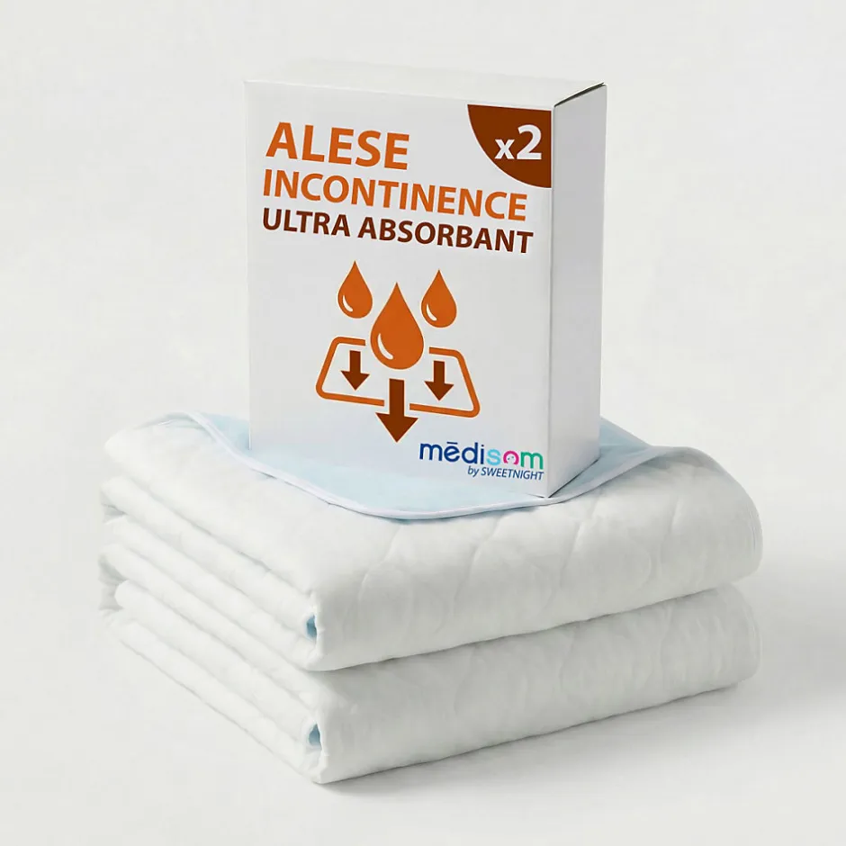 Sweetnight Lot de 2 Alèses Imperméables 90x85 cm - Adulte Sénior - Lavage à 90C - Grande absorption - Oeko-Tex