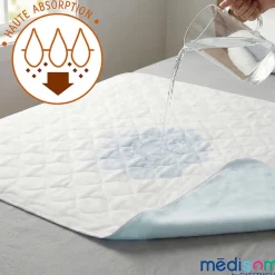 Sweetnight Lot de 2 Alèses Imperméables 90x85 cm - Adulte Sénior - Lavage à 90C - Grande absorption - Oeko-Tex