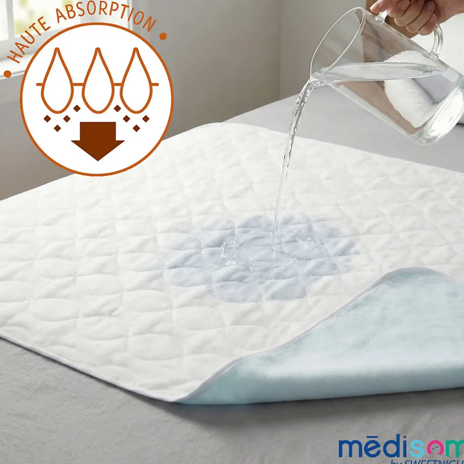 Sweetnight Lot de 2 Alèses Imperméables 90x85 cm - Adulte Sénior - Lavage à 90C - Grande absorption - Oeko-Tex