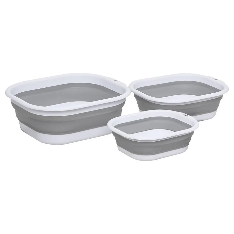 5Five Lot de 3 Bassines Retractable Grises 3+5+10L - Gris-
