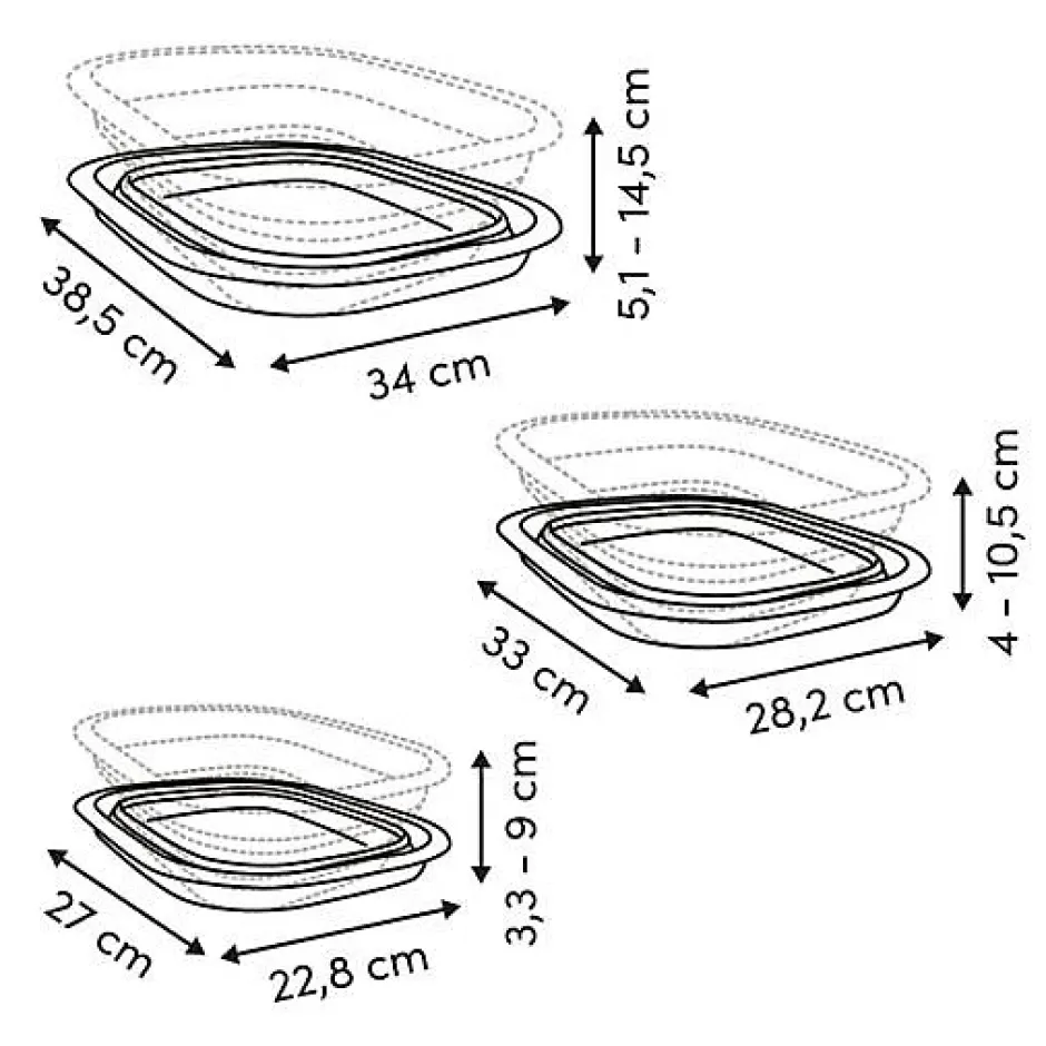 5Five Lot de 3 Bassines Retractable Grises 3+5+10L - Gris-