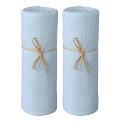 Coton Pur Lot de 2 Draps housse lit bébé 60 x 120 cm / 100% coton / 57 fils/cm² - 1 Ciel + 1 Ciel Discount