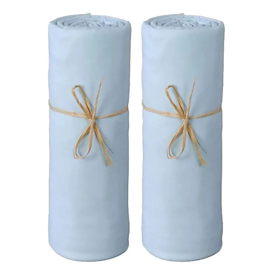 Coton Pur Lot de 2 Draps housse lit bébé 60 x 120 cm / 100% coton / 57 fils/cm² - 1 Ciel + 1 Ciel Discount