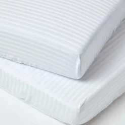 Homescapes Lot de 2 draps housse lit bébé en coton égyptien 330 fils blanc, 60 x 120 cm -
