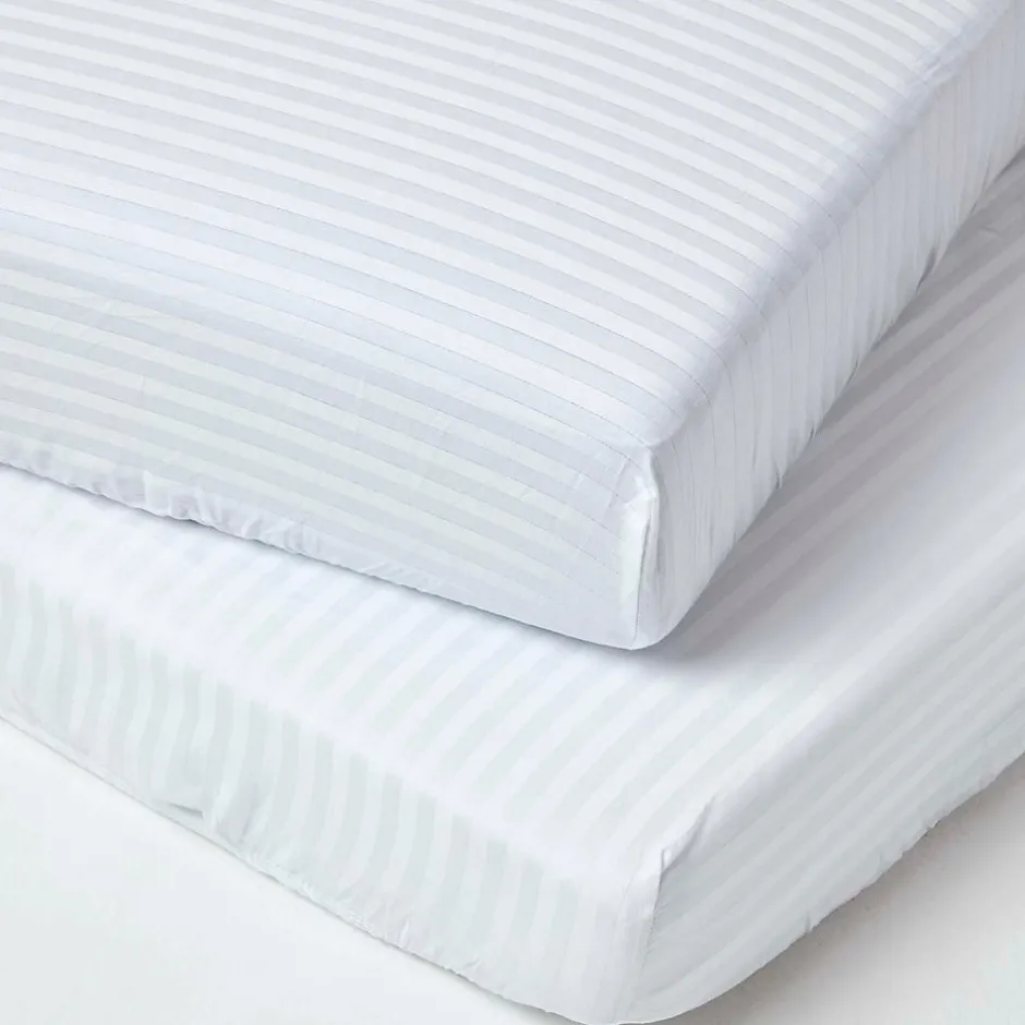 Homescapes Lot de 2 draps housse lit bébé en coton égyptien 330 fils blanc, 60 x 120 cm -