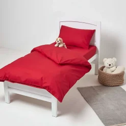 Homescapes Lot de 2 draps housse lit bébé en coton égyptien 200 fils rouge, 60 x 120 cm - Outlet