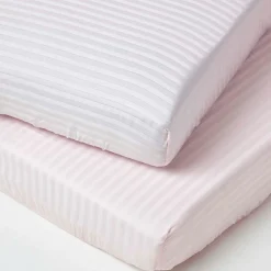 Homescapes Lot de 2 draps housse lit bébé en coton égyptien 330 fils rose, 60 x 120 cm -