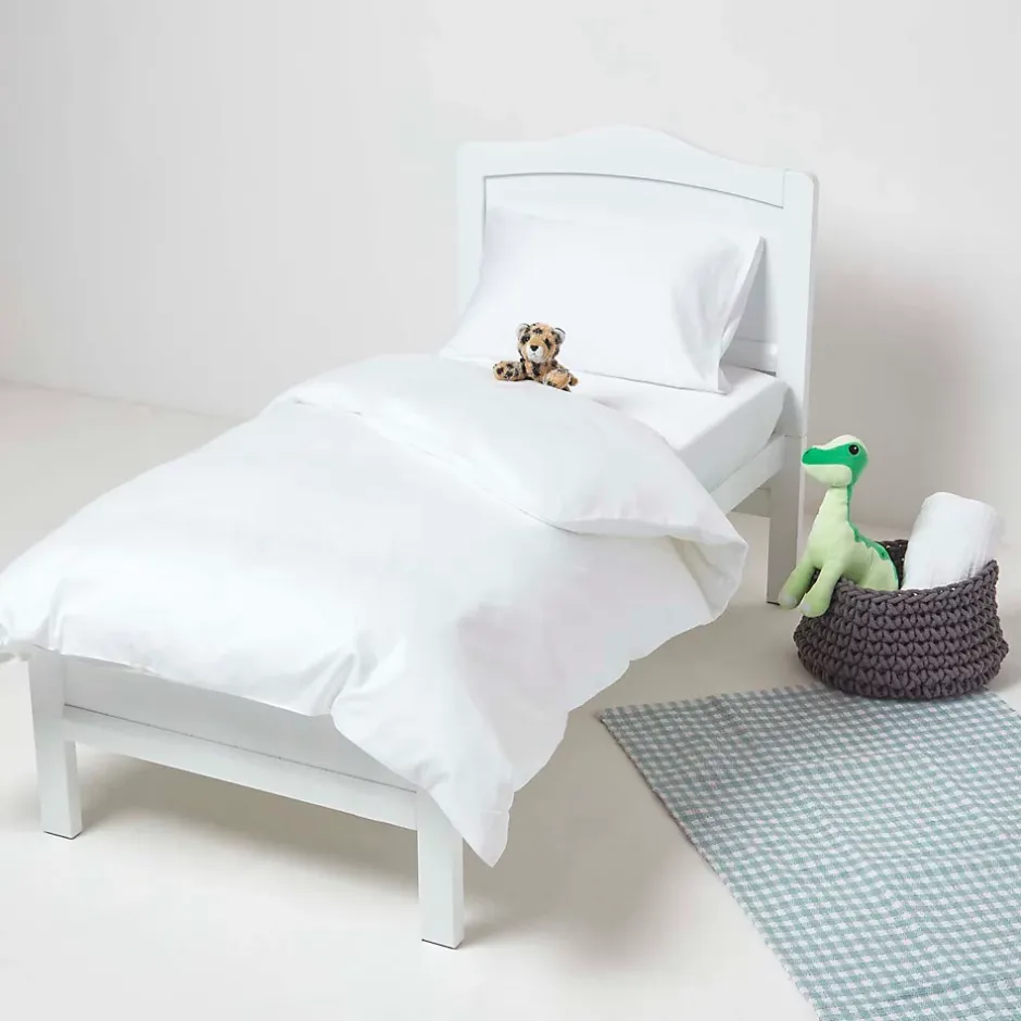 Homescapes Lot de 2 draps housse lit bébé en coton égyptien bio 400 fils blanc, 70 x 140 cm - Outlet