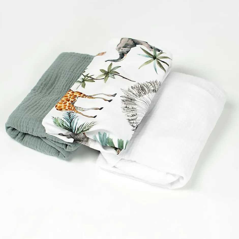 Sevira Kids Lot de 3 Draps housses couffin en coton Safari Online
