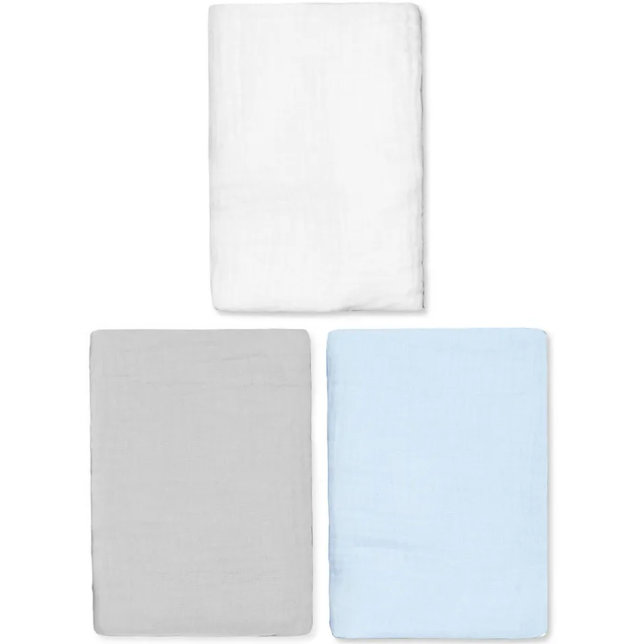Sevira Kids Lot de 3 Draps housses couffin en gaze de coton Uni