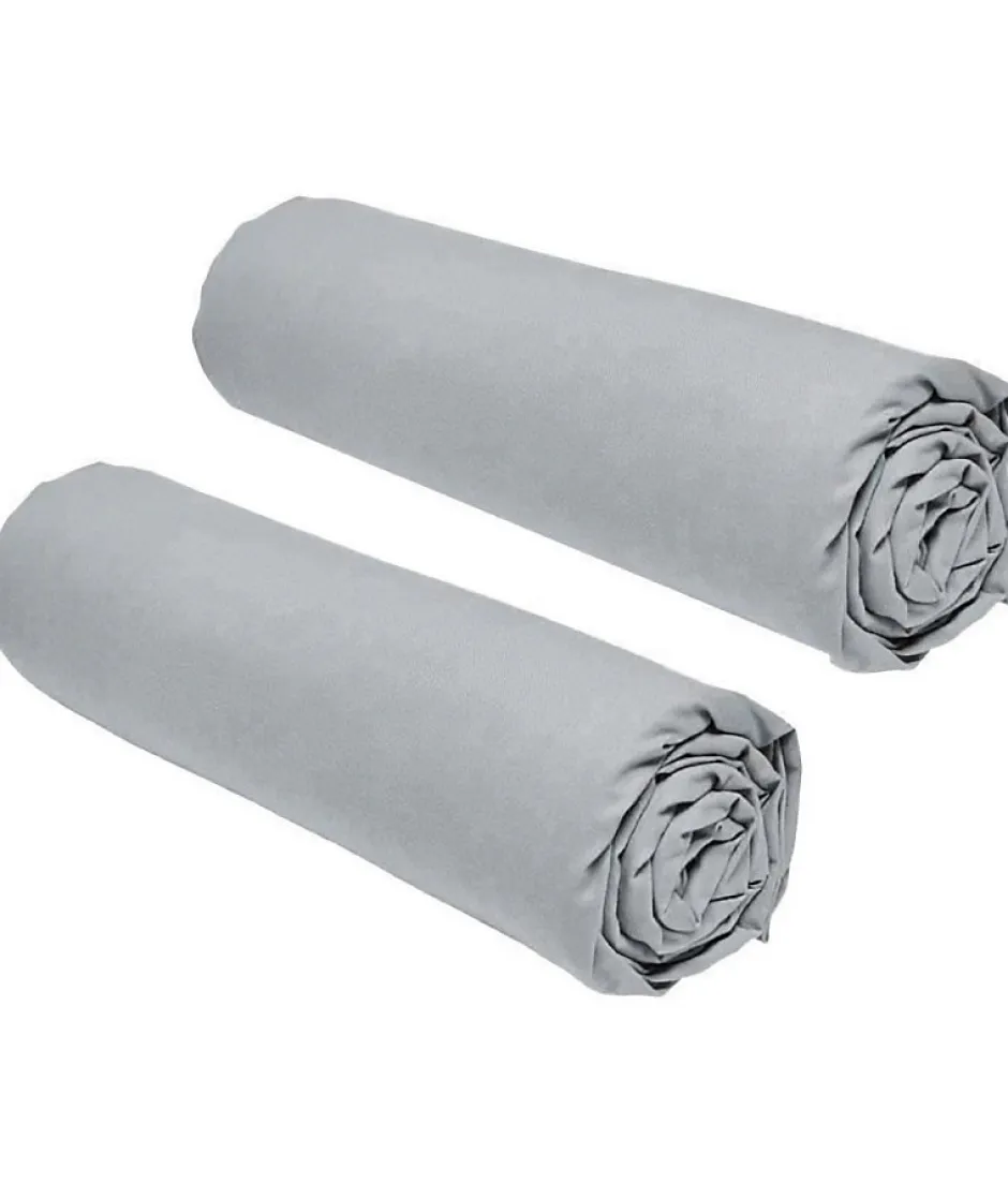 Todays Tools Lot de 2 draps housses TODAY Essential - 160 x 200 cm - 2 personnse 100% Coton - Acier