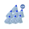 MSV Lot de 24 franges à serpillière de rechange en coton supérieur 220gr Blanc embout hexagonal