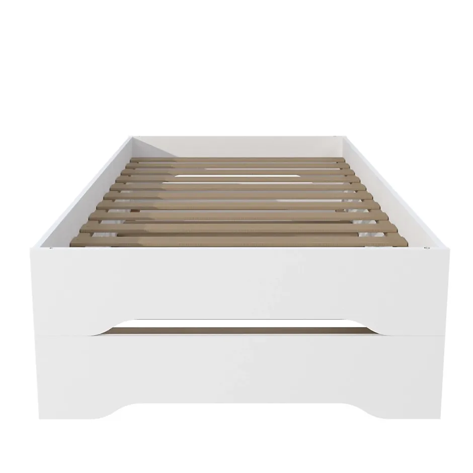 Weber Industries Lot de 2 lits empilables BINGO 90x190 + 2 sommiers / Blanc Outlet