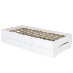 Weber Industries Lot de 2 lits empilables BINGO 90x190 + 2 sommiers / Blanc Outlet