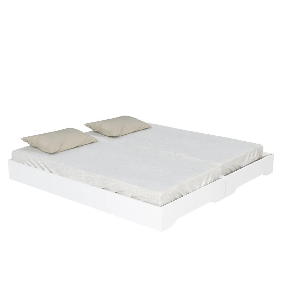 Weber Industries Lot de 2 lits empilables BINGO 90x190 + 2 sommiers / Blanc Outlet