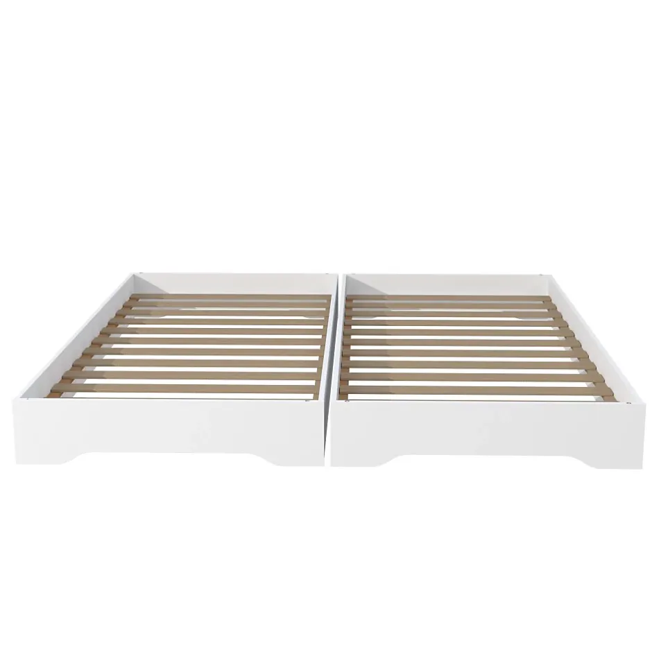 Weber Industries Lot de 2 lits empilables BINGO 90x190 + 2 sommiers / Blanc Outlet