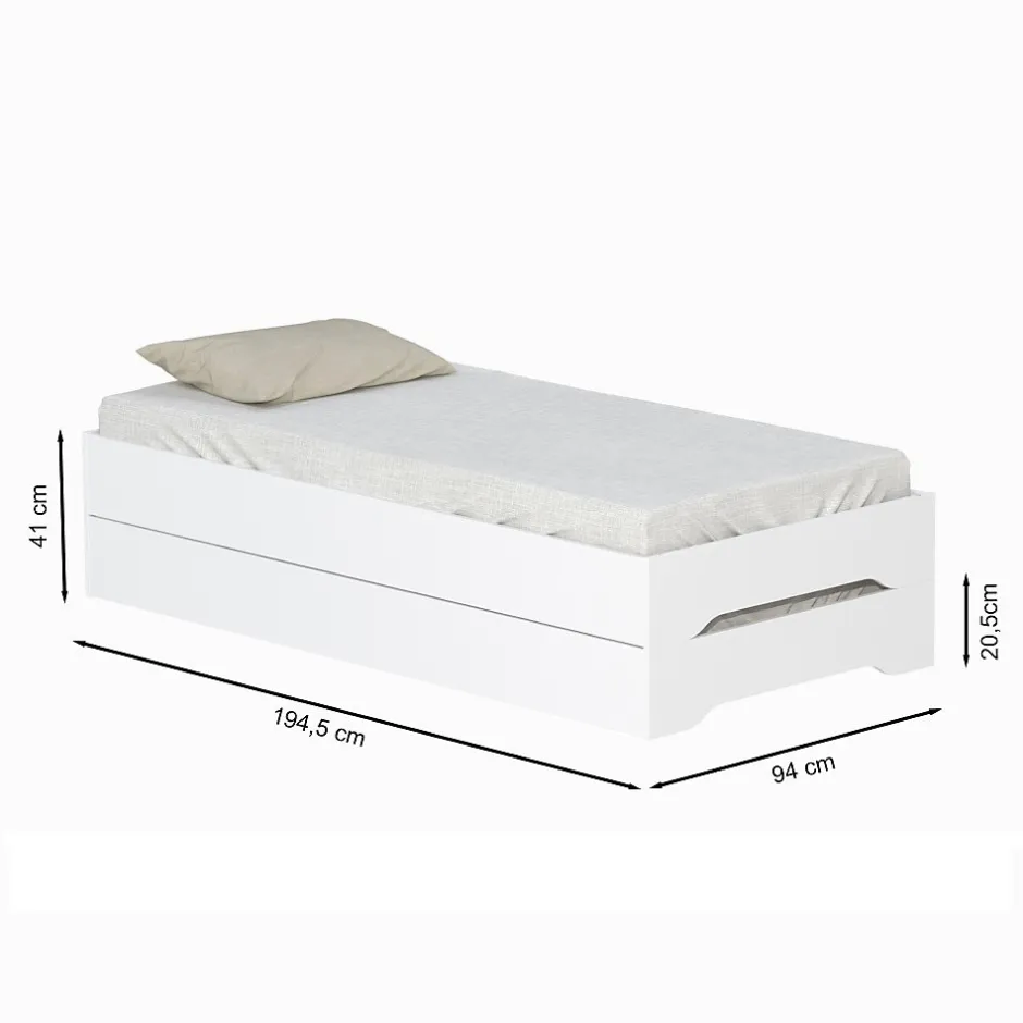 Weber Industries Lot de 2 lits empilables BINGO 90x190 + 2 sommiers / Blanc Outlet