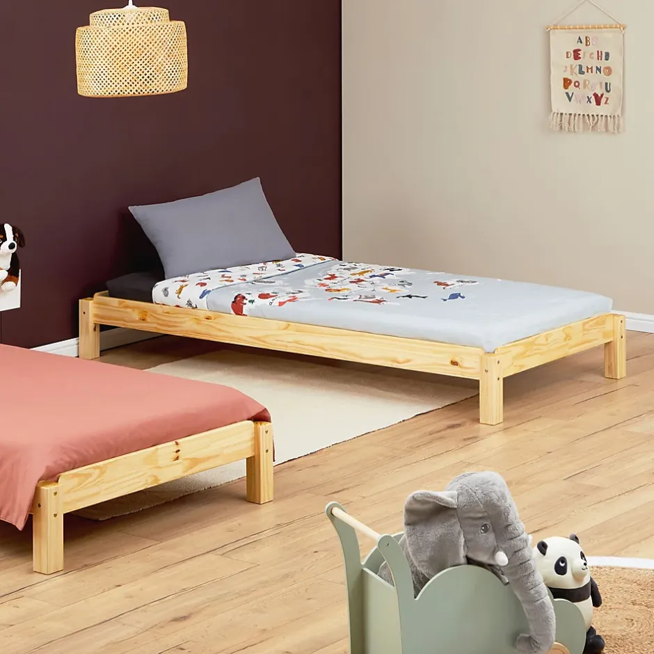 Idimex Lot de 2 lits superposables 90x190 cm RINO en pin massif, vernis naturel Sale