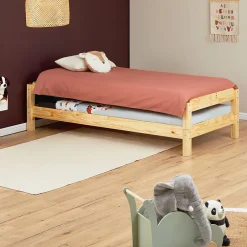 Idimex Lot de 2 lits superposables 80x190 cm RINO en pin massif, vernis naturel Hot