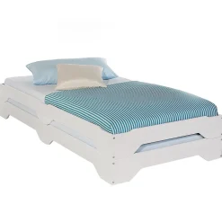 Idimex Lot de 2 lits superposables RONNY en pin, 90 x 200 cm, lasuré blanc Discount