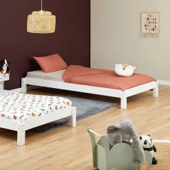 Idimex Lot de 2 lits superposables 90x190 cm RINO en pin massif lasuré blanc