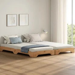 Idimex Lot de 2 lits superposables RONNY en bois massif 90 x 200 cm - Coloris chêne