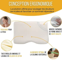Inphysio Lot de 2 oreillers - taie d'oreiller en coton - Confort Plus