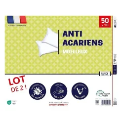 Dodo Lot de 2 oreillers anti-acariens 50x70 cm - 100% Polyester - Clearance