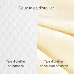 Inphysio Lot de 2 oreillers avec taies d'oreiller en bambou et taie d'oreiller en coton - Confort Plus Clearance