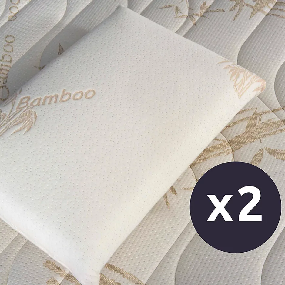 Olympe Literie Lot de 2 oreillers Bamboo 40x60 cm Mémoire de forme Outlet