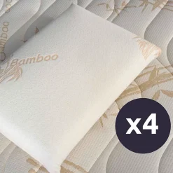 Olympe Literie Lot de 4 oreillers Bamboo 40x60 cm Mémoire de forme Best