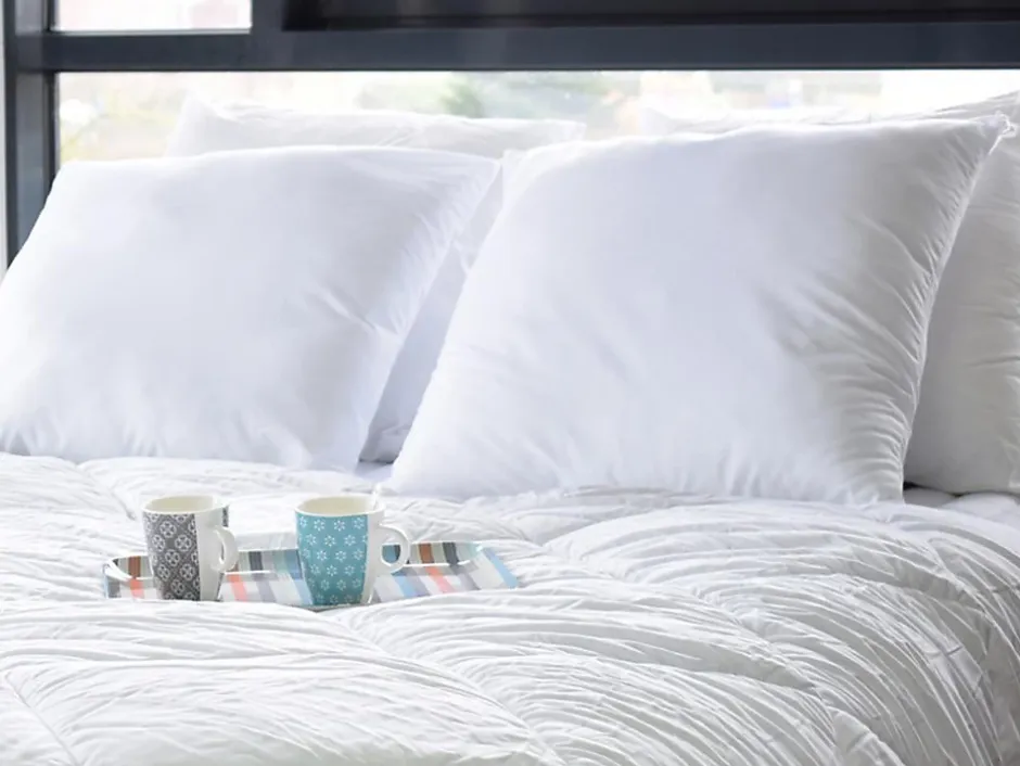 Vente-unique Lot de 4 oreillers câlin 60 x 60 cm - 400 gr - Blanc - TORIVIA Outlet