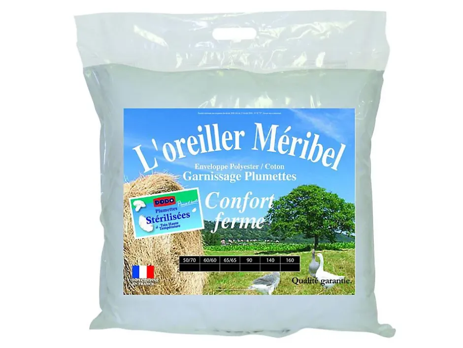 Dodo Lot de 2 oreillers naturels fermes plumettes - 60x60 cm - MERIBEL Sale