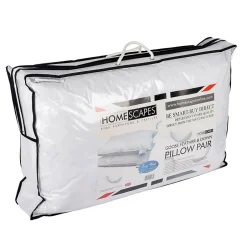 Homescapes Lot de 2 oreillers en plumes et duvet d'oie, 50 x 75 cm -