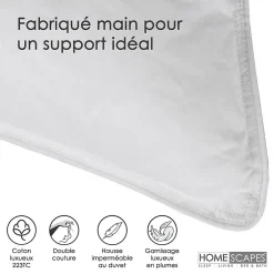 Homescapes Lot de 4 oreillers en plumes de canard, 50 x 75 cm - Clearance